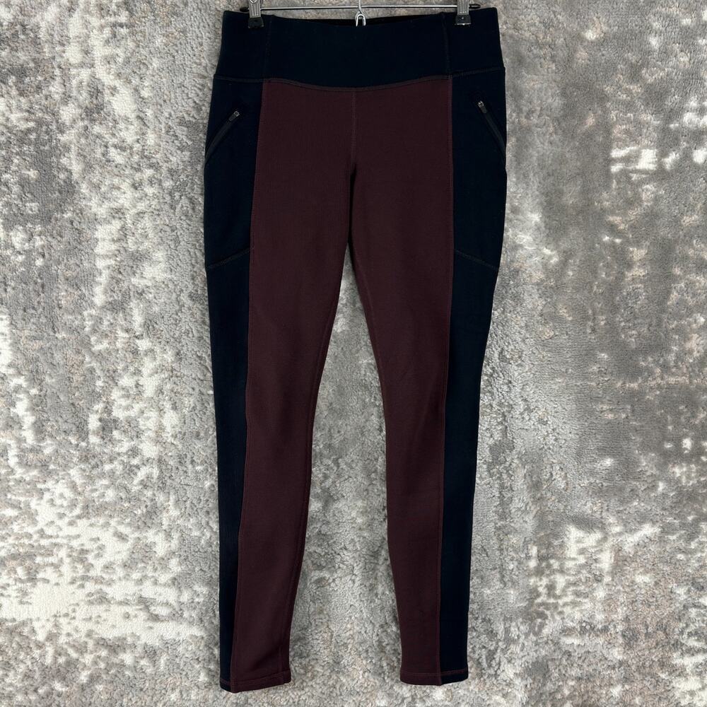 Athleta Size S Athleisure Stretch Casual‎ Leggins Burgundy Black Pull On
